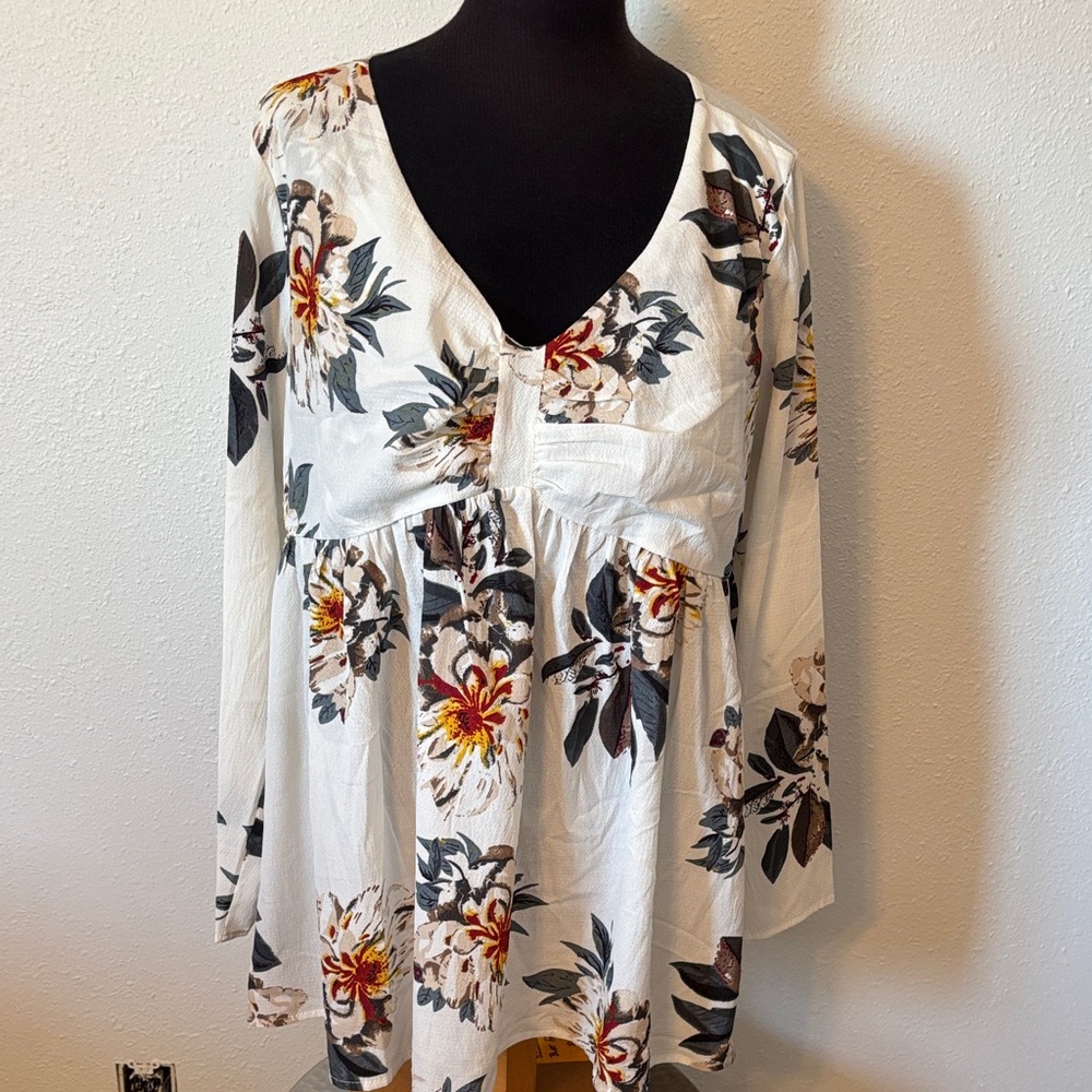 Rosegal Baby Doll Floral Tunic Length Top size 2X